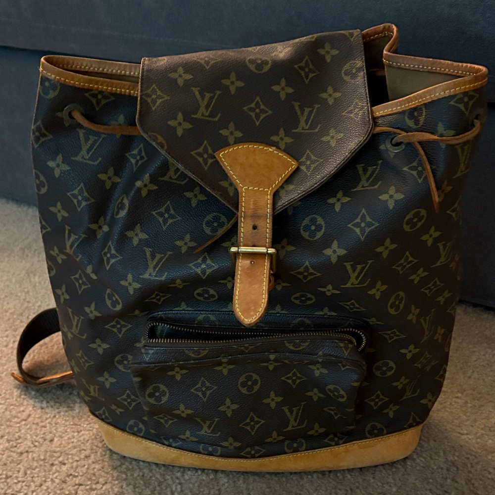 Authentic Vintage Louis Vuitton Dark Brown Monogram Backpack with Dustbag